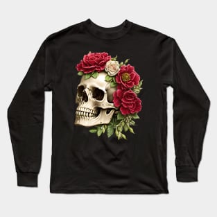 Sugar Skulls and Flowers Long Sleeve T-Shirt